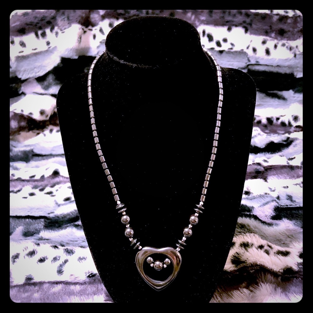 Hematite Heart Necklace